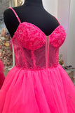 Pink Corset Tulle Ruffles A-line Formal HZ0308