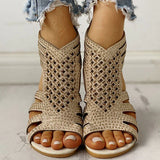 Niulatu Women Shoes Sandals Summer Low Heel Shoes PU Leather Gladiator Luxury Shoes Women Designers Zapatos De Mujer E14 DJSE