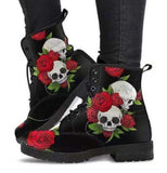 Niulatu Women Ankle Boots Low Heels Shoes Woman Vintage Pu Leather 2025 Autumn Warm Winter high Snow Boots Motorcycle Skull Pansy DJSE