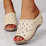 Niulatu Women Shoes Sandals Fish Mouth Wedges Sandals Open Toes Hollow Out Women's Shoes Slip On Women Shoe Female Footwear DJSE