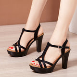 Niulatu Sexy High Heels Ladies Summer Dress Shoes For Women Female Leather Platform Wedge Heel Elegant Sandal 32 35 36 37 43 DJSE