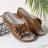 Niulatu Women's Slippers Casual Flower Hollow Wedge Beach Shoes Outdoor Fashion Platform Comfortable Non-slip Sandals Chinelo Macio DJSE