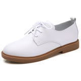 Niulatu Autumn women oxford shoes ballerina flats shoes women genuine leather shoes moccasins lace up loafers white shoes DJSE