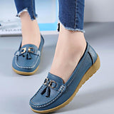 Niulatu Women Shoes Loafers Female Moccasins Shoes Summer Genuine Leather Women Flats Slip On Women Loafers Flats Tassel Plus Size DJSE