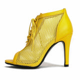 Niulatu Women's Sandals Summer Comfort High Quality Air mesh Peep Toe Shoes Fashion Sexy High Heels Dancing Shoes Plus Size 47 DJSE