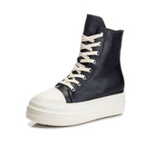 Niulatu Sneakers Women Round Toe Leisure Outwear Black Casual Shoes Platform Lace-Up Trainers Handmade Sapatos Feminina DJSE