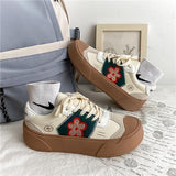 Niulatu Floral Woman Vulcanize Shoes Embroidery Fashion Zapatillas Mujer Casual Patchwork Students Daily Wear Sneakers DJSE
