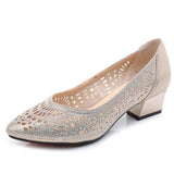 Niulatu new summer fashion pumps cutouts women casual crystal ladies shoes high heels Tenis Feminino genuine leather DJSE
