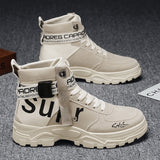Niulatu Winter Men's Booties Fashion Personality British Style Mens Canvas Shoes Warm Comfort High-Top Tooling Male Tide Boots DJSE
