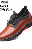 Niulatu Men's Casual Shoes Leather PU Black Spring Male Footwear Loafers Soft Bottom Lace Up Outdoor Business Sneakers Shoes For Men DJSE