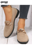 Niulatu Flat Shoes Women Quality Metal Slip on Loafer Shoes Ladies Flats Mocassins Big Size 36-42 Zapatillas Mujer 2025 DJSE