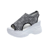 Niulatu Women's Sandals 2025 Summer Wedge Heel Elastic Cloth Cover Foot Ladies Sandals Thick-soled Fashion Trifle Elevation Casual Shoes DJSE