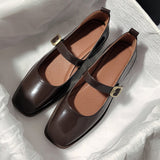 Niulatu Square Toe Mary Janes Shoes Woman Autumn 2025 Square Heels Ankle Strap Pumps Women Dark Brown Shallow Mouth Shoes DJSE