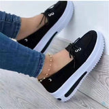 Niulatu New Thick-soled Women's Sports Shoes Fashion Casual Comfortable Slip-on Flat Shoes Women's Heightening Vulcanized Shoes DJSE