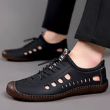 Niulatu Genuine Leather Men Sandals Fashion Roman Sandals Handmade Men Casual Shoes Platform Outdoor Men's Beach Sandals DJSE