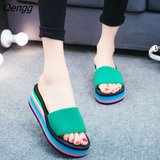 Niulatu Women Sandal Slippers Platform Bath Slippers Wedge Beach Flip Flops High Heel Beach Slide Shoes EVA Fashion Casual Black DJSE