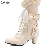 Niulatu Ankle Boots For Women Autumn Winter High Heels Party Punk Short Boots Ladies Big Size Bottines Femme Black Blue DJSE