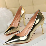 Niulatu Shoes Woman Pumps Patent Leather High Heels Shoes Women Basic Pump Wedding Shoes Female Stiletto Women Heel Plus Size 43 DJSE