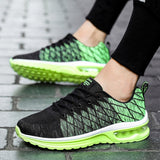 Niulatu Trendy Black Green Air Sneakers Men Shoes Non Slip Air Cushion Trainers Men Couple Flying Weaven Men Casual Sneakers DJSE