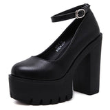 Niulatu New Best Quality Spring Casual High-heeled Shoes Women Sexy Thick Heels Platform Pumps Black White Big Size 42 DJSE