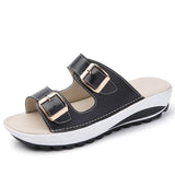 Niulatu Womens Sandals Summer Beach Shoes Women Slipper Plus Size Buckle Slide Sandals Comfort Thick Sole Slippers Wedge DJSE