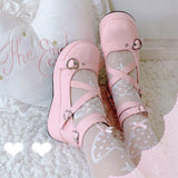 Niulatu Brand Sweet Lovely Buckles Lolita Mary Janes Cosplay Black Gothic Pink Platform Med Heels Shoes Women Pumps Big Size 43 924 DJSE
