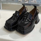Niulatu Loafers Mary Janes Women's Shoes square toe british style women retro big toe all-match loafers platform heels DJSE