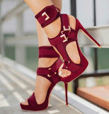 Niulatu Women Platform Sandals Open Toe Cut Out High Heels Shoes Hook-and-Loop Ankle Strap Sexy Stiletto Shoes Buckle Decor Sandals DJSE