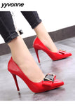 Niulatu Women Pumps Patent Leather High Heels Shoes Women Black Classic Pumps Women Bridal Shoes Female Heels Stiletto Plus Size 42 43 DJSE