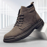 Niulatu Men's High Top Work Shoes Fashion Boots Men's Casual Tooling Shoes Zapatos De Hombre Platform Boots Men Black Shoes for Men DJSE