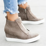 Niulatu Women's Wedge Sneaker Vulcanize Shoes Fashion Zip Leopard Increase Within Zapatos De Mujer New Fashion for Girl DJSE