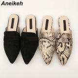 Niulatu Summer Pointed Toe Flats Mules Lady Sandals Slippers Serpentine Slip On Women Outdoor Shoes Slides Leisure Time DJSE