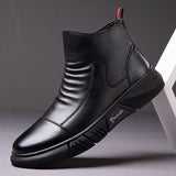 Niulatu Winter New Boots Male British Style Korean Tooling Trendy Shoes Plus Velvet Warm Cotton Shoes Middle Cut Men's Boots DJSE