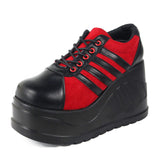 Niulatu Hot Sale Big Size 43 Round Toe Platform Wedges Women's sneakers Lace Up Design Casual Cute Punk Goth Women's Shoes DJSE