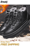Niulatu Men's Boots Winter Cotton Shoes High-top Fashion Casual Shoes Trend Boots Flat Shoes Korean Version Tooling Shoes Student DJSE