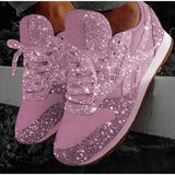Niulatu Women Flat Bling Sneakers Glitter Platform Casual Shoes Woman Comfortable Ladies Silver Vulcanize Shoes Plus Size DJSE