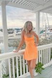 Simple Sheath Straps Orange Short Homecoming Dress Summer Hoco Dresses Cocktail Dress Birthday Outfits HZ1214