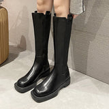 Niulatu Boots Women Zipper Leather Shoes 2025 Autumn Thick Bottom Platform Ladies Knee High Boots Elegant Fashion Female Footwear DJSE