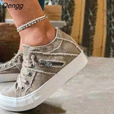 Niulatu Shoes 2025 Spring Autumn New Lace Up Zipper Ladies Canvas Shoes Comfortable Denim Women Flat Loafers Fashion DJSE