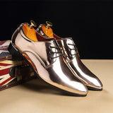Niulatu Men's Fashion Party Shoes British Pointed-toe Shiny Leather Mens Lace-Up Dress Business Office Shoes Men Wedding Oxfords Flats DJSE