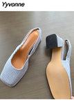 Niulatu Women Shoes Slingbacks Thick Heel Sandals Elegant Pumps For Party Wedding Shoe Square Toe Sandal Slip On Mule Shoe Mujer DJSE