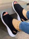 Niulatu Women Summer Shoes 2025 Mesh Fish Platform Sandals Women's Closed Toe Wedge Sandals Ladies Light Casual Shoes Zapatillas Muje DJSE