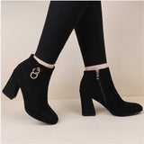 Niulatu Retro Plush Warm Autumn Winter Women's Boot Vintage Block Heel Ankle Boots Zipper High Heels Women Shoes Big Sizes 43 DJSE