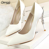 Niulatu Women pumps Sexy Pointed toe Luxury Metal high heels shoes woman Spring Summer Women party wedding shoes High heels Zapatos DJSE