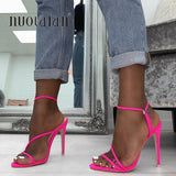 Niulatu Summer women sandals ankle strap high heel shoes for women sexy peep toe high heels sandals party wedding shoes woman DJSE
