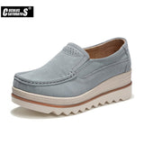 Niulatu Women Flat Platform Shoes Flats Women Cut-out Suede Leather Slip on Thick Heels Loafers Ladies Creepers Women 509 DJSE