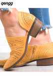 Niulatu 2012 Fashion Women Boots Spring Summer Block Low Heel Ladies Booties PU Leather Hollow Out Ankle Platform shoes DJSE