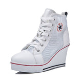 Niulatu Women's Wedge Mesh Casual Shoes Fashion Black White Pink Stealth Increase Breathable High-top Sneakers DJSE