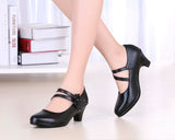 Niulatu Leather Black OL Work Shoes Women Low Heels Pumps 2025 Spring New Lady Casual Shoes Flower Pumps For Womens DJSE