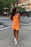 Simple Sheath Straps Orange Short Homecoming Dress Summer Hoco Dresses Cocktail Dress Birthday Outfits HZ1214